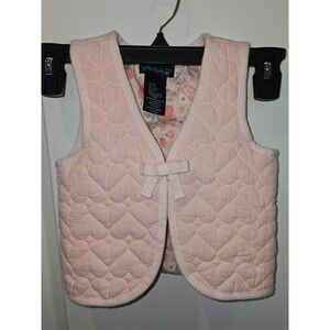 Cynthia Rowley Kids Pink Heart Quilted Vest Strawberry Floral Lining Size 2T